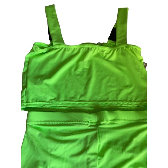 Boo Hoo 2 Piece Shorts Crop Top Womens Sz 6 Small Lime Green Buckle Detail New - Picture 8 of 11